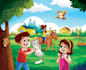 create a cute children book illustration and cover