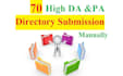 150 directory submission in niche category,manually