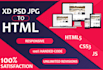 convert xd to html, psd to html responsive
