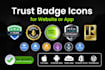 design trust badges or icons for shopify web saas ios app