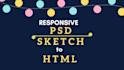 convert PSD sketch file or pdf to responsive landing page html css bootstrap