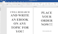 research and write an ebook on any topic