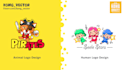 design cute logo for kids, kick, shop, pets, app, games, animals