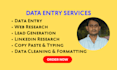 do data entry, web research, copy paste, excel data entry and typing