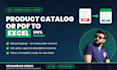 transcribe the product catalog or PDF into editable excel