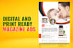 create an elegant magazine cover, layout and ad design