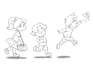 draw black and white cartoon character line art