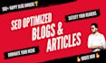 do SEO article writing, blog writing and content writing