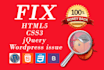 fix any issue in html, css, jquery, ajax, json, javascript