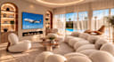 photorealistic rendering  living room  bedroom  kitchen