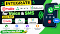 integrate twilio telnyx and ghl for voice and SMS also sip