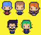 do a cute pixel art of you and four friends