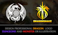 design professional dragon logo dungeons and monster or illustration