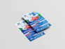 design event flyer, media kit or postcard design
