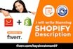 write stunning shopify product description and listing