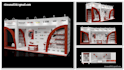 create 3d design of exhibition stall from concept