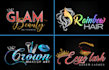 do 3 eye lash, hair extensions, and feminine logo design