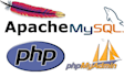 install an apache,  php server and db engine