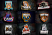 design animal, mascot logo, wolf, tiger, eagle, bear, fox