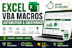 create excel vba macros, automation and userforms