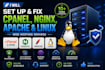 set up and fix cpanel, nginx, apache and linux web hosting servers