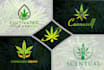 unique cannabis natural hemp cbd oil and medical logo
