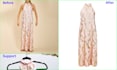 do ghost mannequin, symmetrical neck joint, flatlay, wrinkle removal on garments