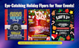 design custom holiday flyers for christmas, new year, halloween, and more
