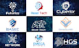 design a modern technology, IT, network, data, and software logo