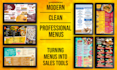 design animated digital menu board and modern menu for tvs