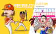 draw funny cartoon character, caricature, logo, portrait