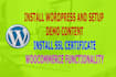 install wordpress, install SSL and configure wordpress fix errors, bugs