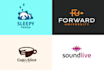 design 2 flat minimalist logo with in 6 hours
