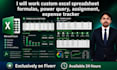work custom excel spreadsheet formulas, power query, assignment, expense tracker