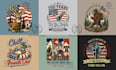 create patriotic american flag vintage retro t shirt design