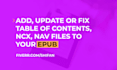 kindle, epub table of contents, ncx, toc
