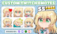 draw custom chibi emotes for twitch, discord, kick, youtube