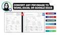 convert any PDF or jpg files into word, excel or google docs