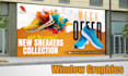 design modern shop and storefront signs, and window graphics