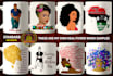 do african american character and tsirt mugs bags design