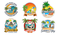 create custom beach logo summer mascot or tropical resort badge