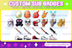 draw 24 hours custom sub badges, emotes, channel points for kick twitch