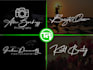 do handwritten signature, photography watermark, and calligraphy logo