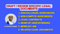 draft nda, legal contracts, mou, and other legal documents
