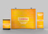 design exhibition backdrop, roll up banner, front desk