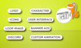 animate logo, icon, character for social media or web in gif