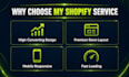 do shopify store design and redesign, build branded shopify website development
