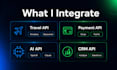 integrate any API including travel, payment, ai and CRM into your website