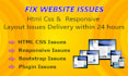 fix html error, css, js, bootstrap and responsive bug issues