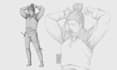 sketch the character with line art style